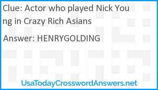 Actor who played Nick Young in Crazy Rich Asians Answer