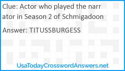 Actor who played the narrator in Season 2 of Schmigadoon Answer
