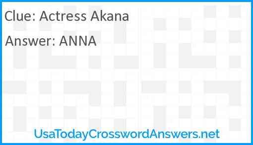 Actress Akana Answer