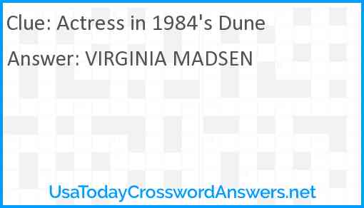Actress in 1984 #39 s Dune crossword clue UsaTodayCrosswordAnswers net