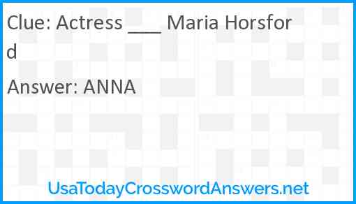Actress ___ Maria Horsford Answer
