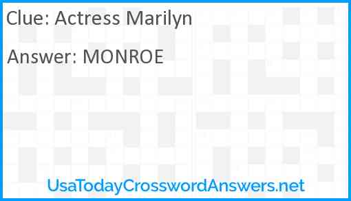 Actress Marilyn Answer
