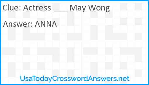 Actress ___ May Wong Answer