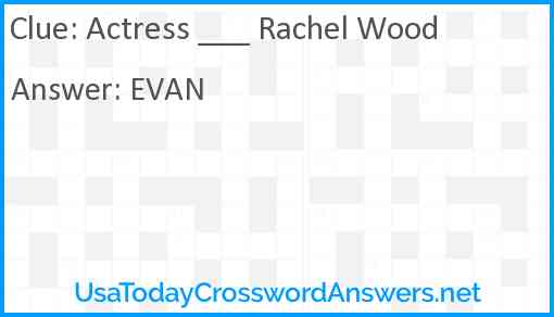 Actress ____ Rachel Wood Answer