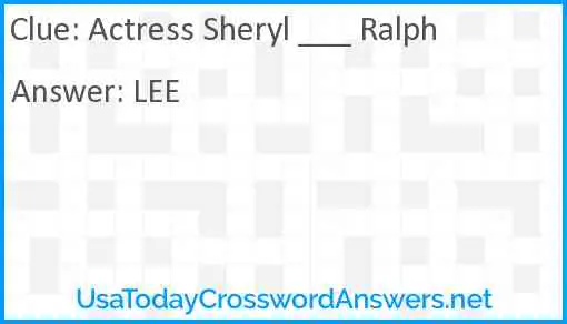 Actress Sheryl ___ Ralph Answer