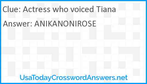 Actress who voiced Tiana Answer