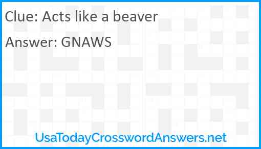 Acts like a beaver Answer