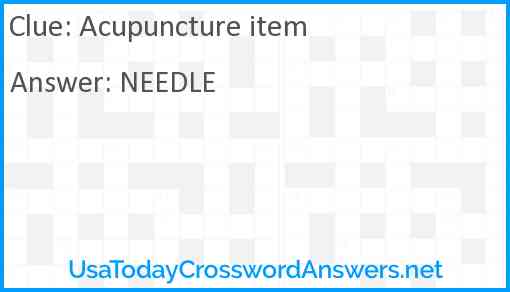 Acupuncture item Answer