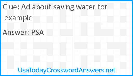 Ad about saving water for example Answer