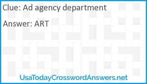 Ad agency department Answer