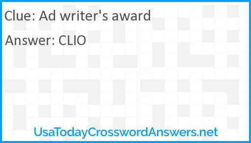 Ad writer's award Answer