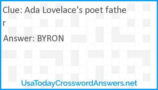Ada Lovelace's poet father Answer