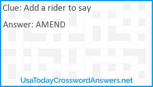 Add a rider to say Answer