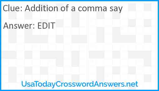 Addition of a comma say Answer
