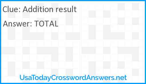 Addition result Answer