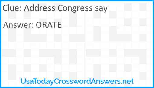 Address Congress say Answer