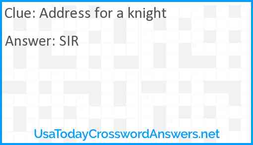 Address for a knight Answer