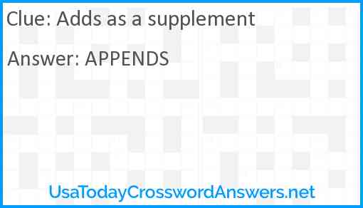 Adds as a supplement Answer