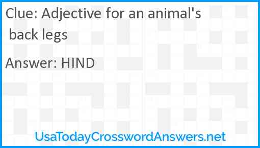 Adjective for an animal's back legs Answer