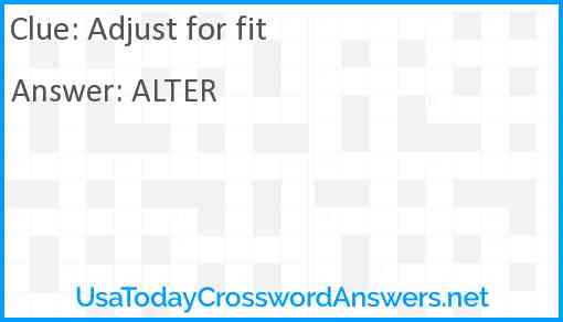 Adjust for fit Answer