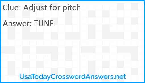 Adjust for pitch Answer