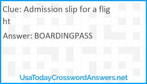 Admission slip for a flight Answer