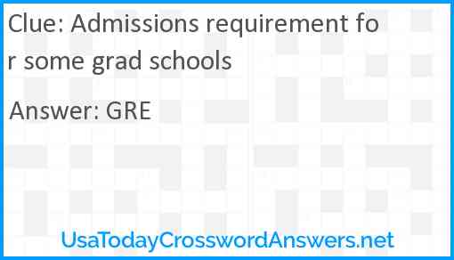 Admissions requirement for some grad schools Answer