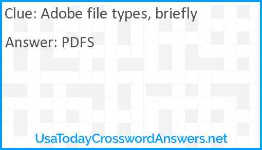 Adobe file types, briefly Answer