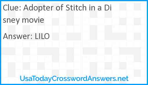 Adopter of Stitch in a Disney movie Answer