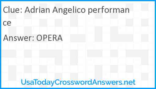 Adrian Angelico performance Answer