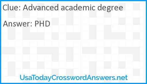 Advanced academic degree Answer