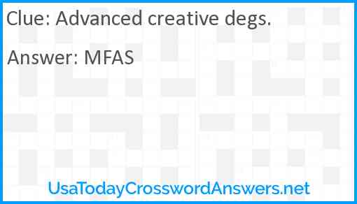 Advanced creative degs. Answer