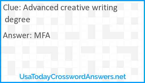 Advanced creative writing degree Answer