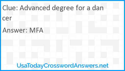 Advanced degree for a dancer Answer