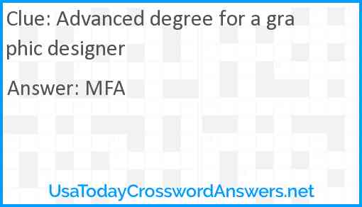 Advanced degree for a graphic designer Answer