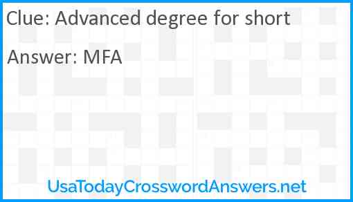 Advanced degree for short Answer