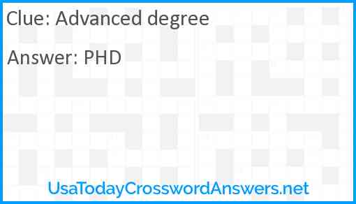 Advanced degree Answer