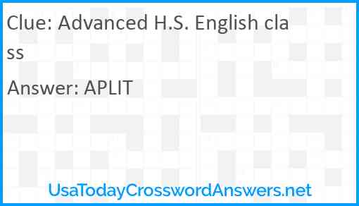 Advanced H.S. English class Answer