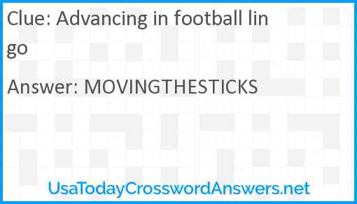 Advancing in football lingo Answer