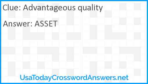 Advantageous quality Answer