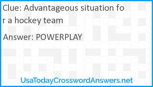 Advantageous situation for a hockey team Answer