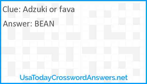 Adzuki or fava Answer