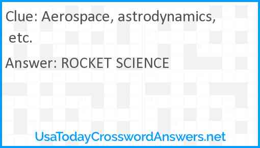 Aerospace, astrodynamics, etc. Answer