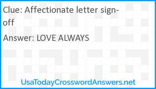 Affectionate letter sign-off Answer