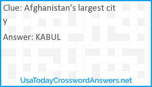Afghanistan's largest city Answer