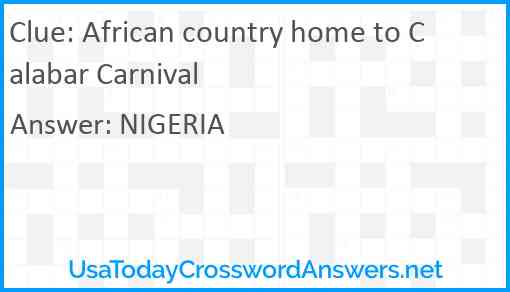 African country home to Calabar Carnival Answer