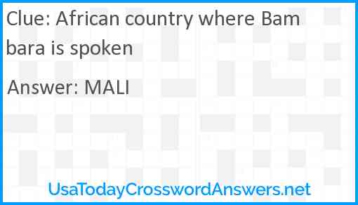 African country where Bambara is spoken Answer