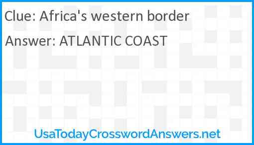 Africa's western border Answer
