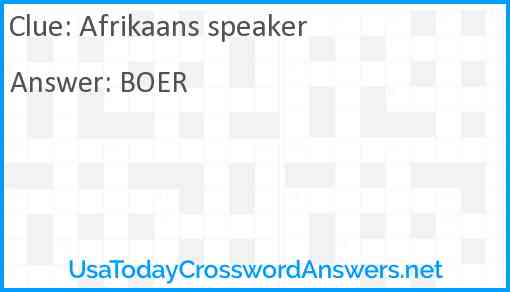Afrikaans speaker Answer