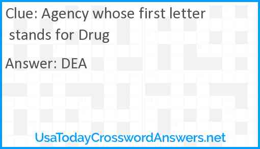 Agency whose first letter stands for Drug Answer